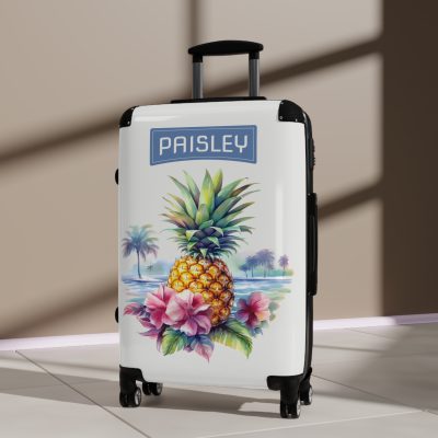 Custom Hawaiian Pineapple Suitcase - Stylish and durable travel companion featuring a unique pineapple design for a touch of tropical luxury.