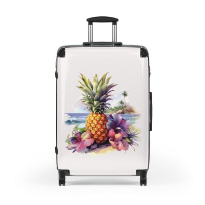 Hawaiian Pineapple Suitcase - A stylish and durable travel companion adorned with a vibrant pineapple design for a touch of island charm.