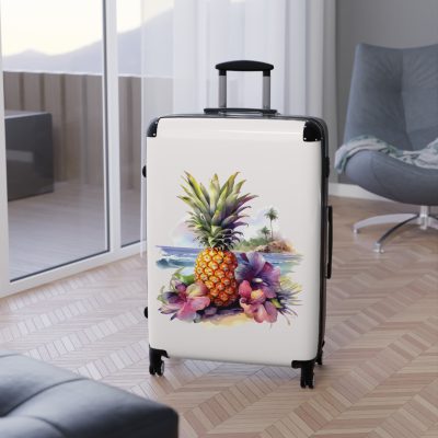 Hawaiian Pineapple Suitcase - A stylish and durable travel companion adorned with a vibrant pineapple design for a touch of island charm.