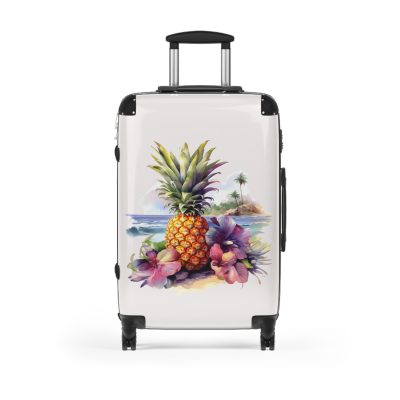 Hawaiian Pineapple Suitcase - A stylish and durable travel companion adorned with a vibrant pineapple design for a touch of island charm.