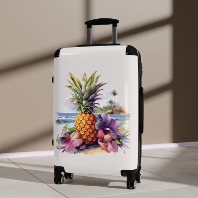 Hawaiian Pineapple Suitcase - A stylish and durable travel companion adorned with a vibrant pineapple design for a touch of island charm.