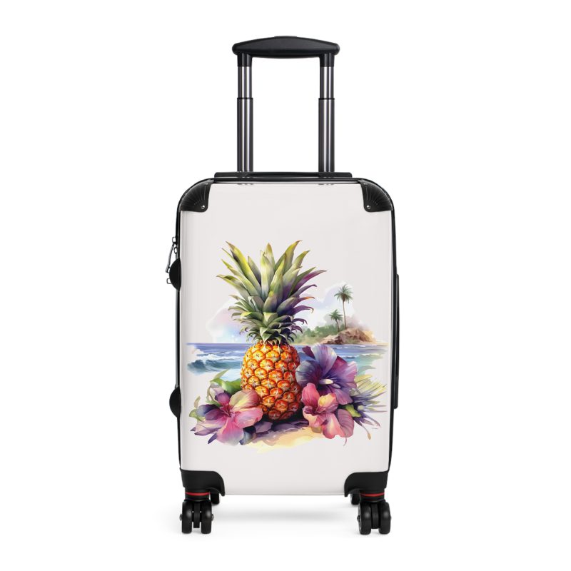 Hawaiian Pineapple Suitcase - A stylish and durable travel companion adorned with a vibrant pineapple design for a touch of island charm.