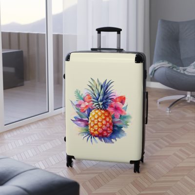 Hawaiian Pineapple Suitcase - A stylish and durable travel companion adorned with a vibrant pineapple design for a touch of island charm.