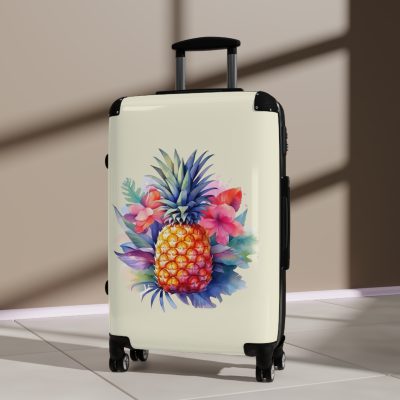 Hawaiian Pineapple Suitcase - A stylish and durable travel companion adorned with a vibrant pineapple design for a touch of island charm.