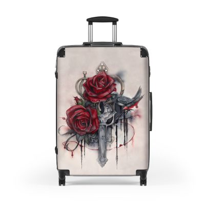 Romantic gothic rose suitcase, a stylish and enduring travel essential. Crafted with intricate rose designs, it's the perfect companion for those who seek elegance on the go.