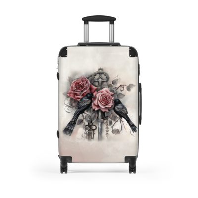 Romantic gothic rose suitcase, a stylish and enduring travel essential. Crafted with intricate rose designs, it's the perfect companion for those who seek elegance on the go.