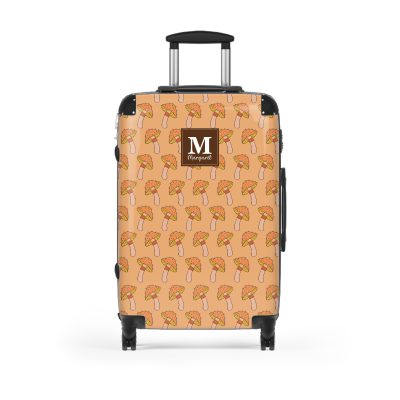 Custom Retro Mushroom suitcase, a durable and stylish travel companion. Crafted with custom names and retro mushroom designs, it's perfect for enthusiasts on the go.