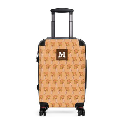 Custom Retro Mushroom suitcase, a durable and stylish travel companion. Crafted with custom names and retro mushroom designs, it's perfect for enthusiasts on the go.