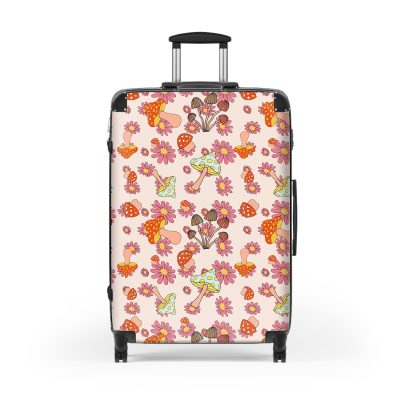 Retro Mushroom suitcase, a durable and stylish travel companion. Crafted with mushroom designs, it's perfect for enthusiasts on the go.