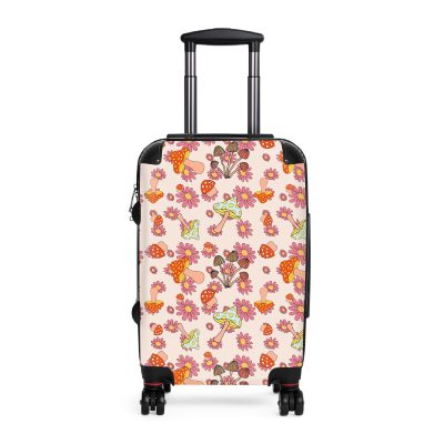 Retro Mushroom suitcase, a durable and stylish travel companion. Crafted with mushroom designs, it's perfect for enthusiasts on the go.