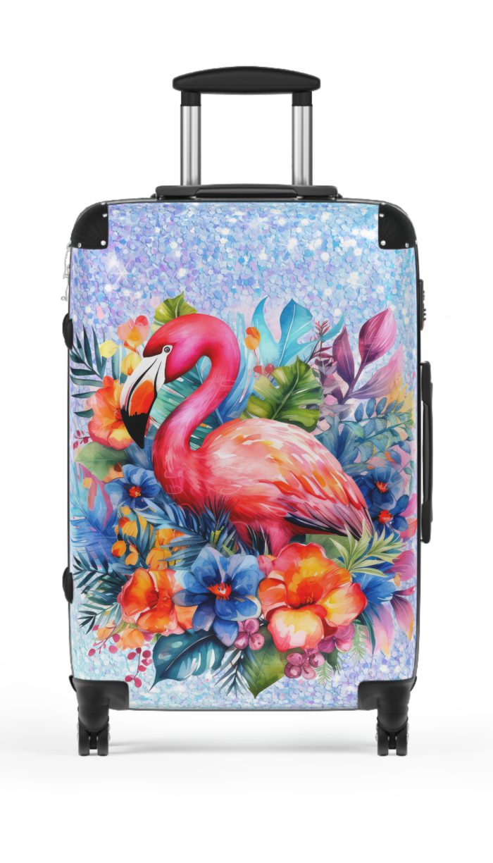 Flamingo suitcase, a durable and stylish travel companion. Crafted with flamingo designs, it's perfect for enthusiasts on the go.