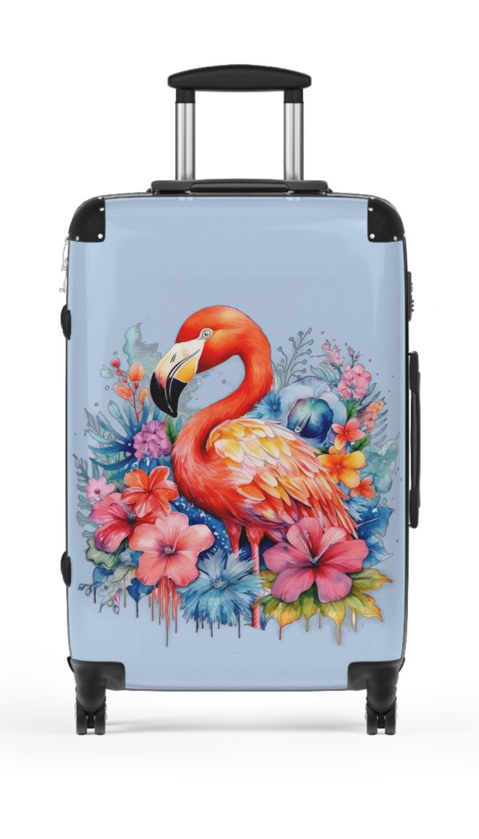 Flamingo suitcase, a durable and stylish travel companion. Crafted with flamingo designs, it's perfect for enthusiasts on the go.