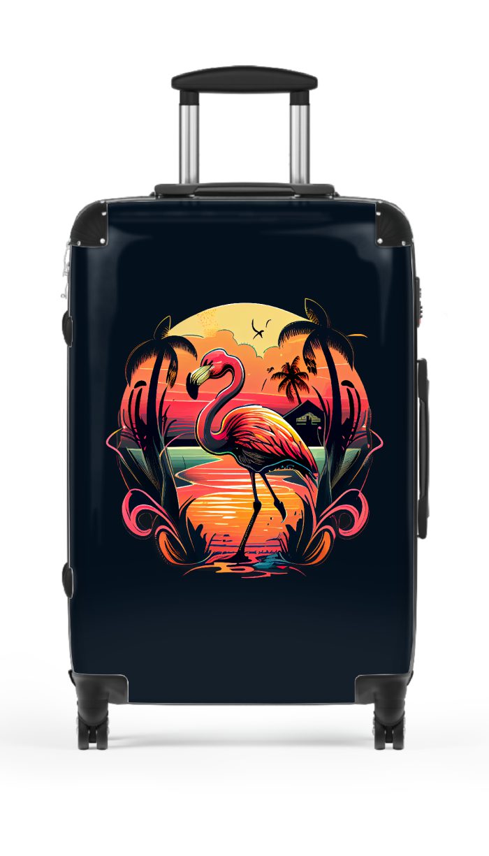 Flamingo suitcase, a durable and stylish travel companion. Crafted with flamingo designs, it's perfect for enthusiasts on the go.