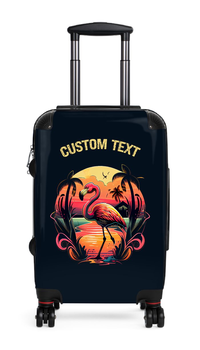 Custom Flamingo Suitcase - A personalized travel companion featuring vibrant flamingo design, adding a touch of uniqueness to your journeys.