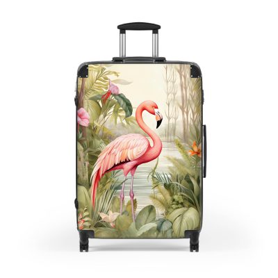 Tropical Flamingo suitcase, a durable and stylish travel companion. Crafted with flamingo designs, it's perfect for enthusiasts on the go.