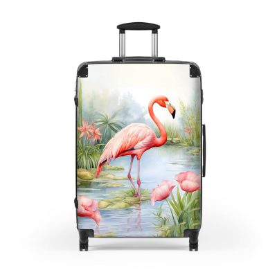 Tropical Flamingo suitcase, a durable and stylish travel companion. Crafted with flamingo designs, it's perfect for enthusiasts on the go.