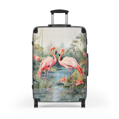 Tropical Flamingo suitcase, a durable and stylish travel companion. Crafted with flamingo designs, it's perfect for enthusiasts on the go.