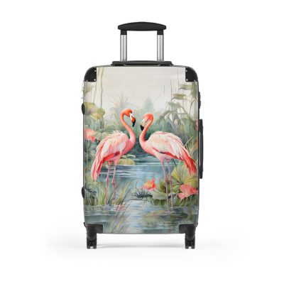 Tropical Flamingo suitcase, a durable and stylish travel companion. Crafted with flamingo designs, it's perfect for enthusiasts on the go.