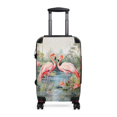 Tropical Flamingo suitcase, a durable and stylish travel companion. Crafted with flamingo designs, it's perfect for enthusiasts on the go.