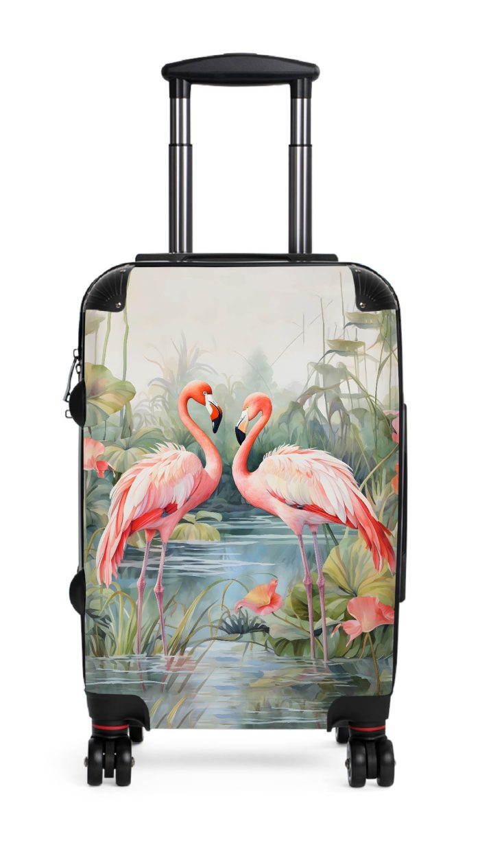 Tropical Flamingo suitcase, a durable and stylish travel companion. Crafted with flamingo designs, it's perfect for enthusiasts on the go.