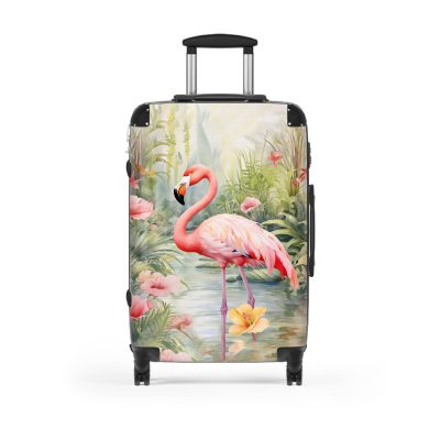 Tropical Flamingo suitcase, a durable and stylish travel companion. Crafted with flamingo designs, it's perfect for enthusiasts on the go.