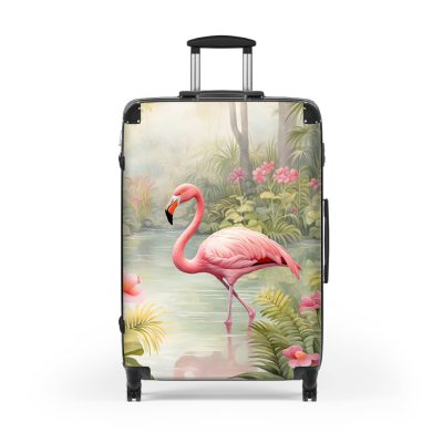 Tropical Flamingo suitcase, a durable and stylish travel companion. Crafted with flamingo designs, it's perfect for enthusiasts on the go.