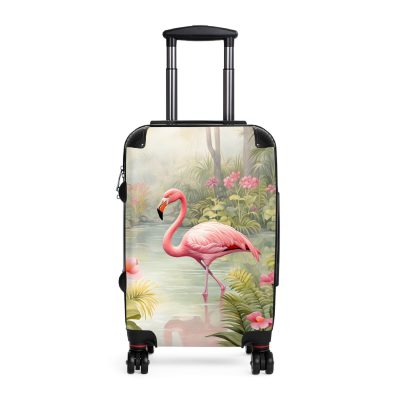 Tropical Flamingo suitcase, a durable and stylish travel companion. Crafted with flamingo designs, it's perfect for enthusiasts on the go.