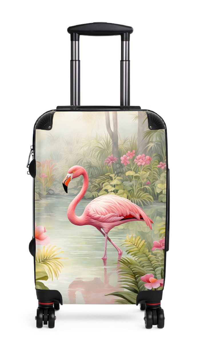 Tropical Flamingo suitcase, a durable and stylish travel companion. Crafted with flamingo designs, it's perfect for enthusiasts on the go.