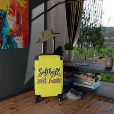 Sporty Softball Mom suitcase, a durable and athletic travel companion. Crafted with softball mom designs, it's perfect for enthusiasts on the go.