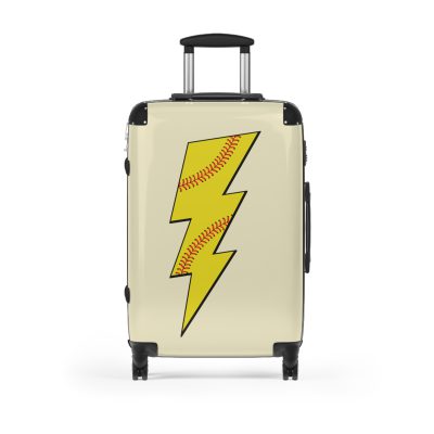 Sporty Lightning Bolt Softball suitcase, a durable and stylish travel companion. Crafted with lightning bolt softball designs, it's perfect for enthusiasts on the go.