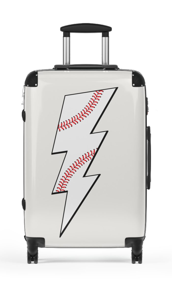 Sporty Lightning Bolt Baseball suitcase, a durable and stylish travel companion. Crafted with lightning bolt baseball designs, it's perfect for enthusiasts on the go.