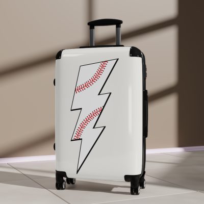 Sporty Lightning Bolt Baseball suitcase, a durable and stylish travel companion. Crafted with lightning bolt baseball designs, it's perfect for enthusiasts on the go.