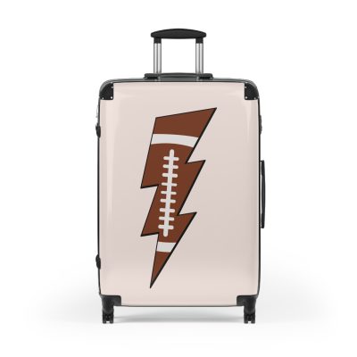 Sporty Lightning Bolt Football suitcase, a durable and stylish travel companion. Crafted with lightning bolt football designs, it's perfect for enthusiasts on the go.