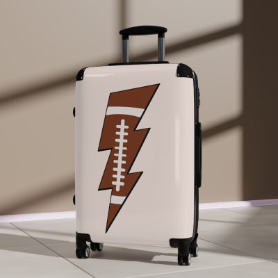 Sporty Lightning Bolt Football suitcase, a durable and stylish travel companion. Crafted with lightning bolt football designs, it's perfect for enthusiasts on the go.