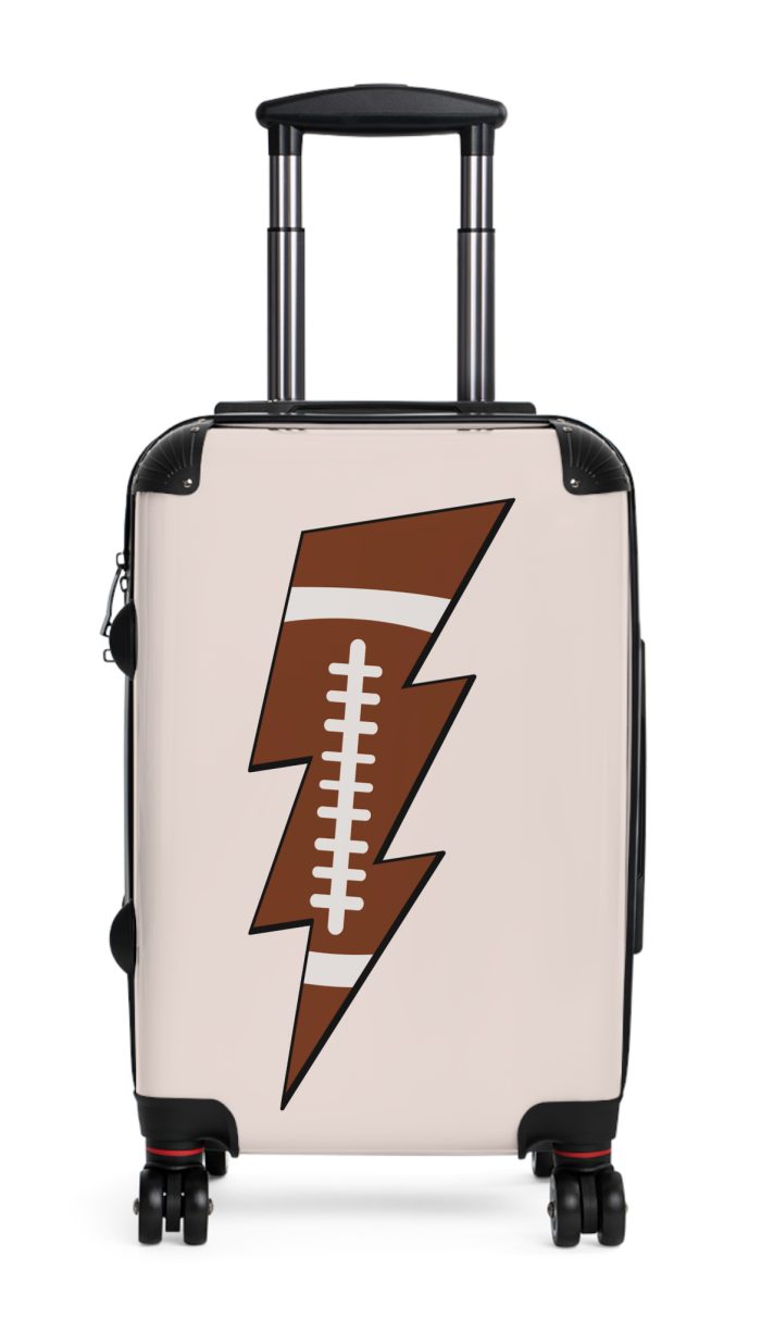 Sporty Lightning Bolt Football suitcase, a durable and stylish travel companion. Crafted with lightning bolt football designs, it's perfect for enthusiasts on the go.