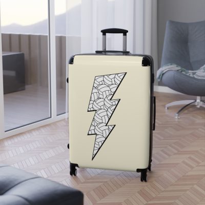 Sporty Lightning Bolt Volleyball suitcase, a durable and stylish travel companion. Crafted with lightning bolt volleyball designs, it's perfect for enthusiasts on the go.