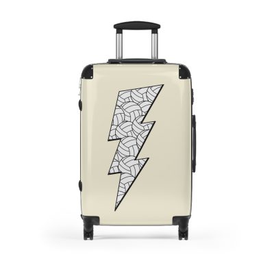 Sporty Lightning Bolt Volleyball suitcase, a durable and stylish travel companion. Crafted with lightning bolt volleyball designs, it's perfect for enthusiasts on the go.