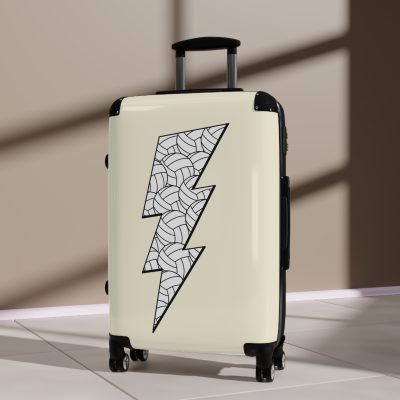 Sporty Lightning Bolt Volleyball suitcase, a durable and stylish travel companion. Crafted with lightning bolt volleyball designs, it's perfect for enthusiasts on the go.