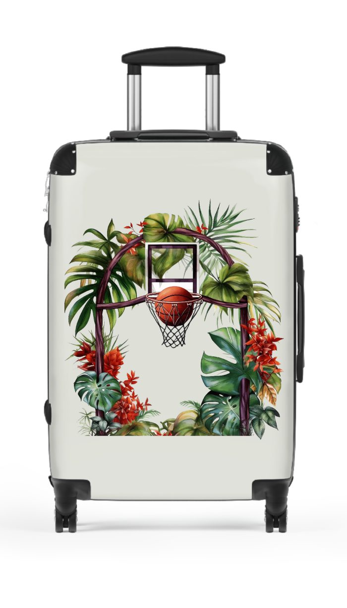 Tropical Basketball suitcase, a durable and stylish travel companion. Crafted with basketball designs, it's perfect for enthusiasts on the go.