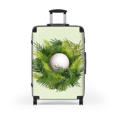 Tropical Golf Ball suitcase, a durable and stylish travel companion. Crafted with golf ball designs, it's perfect for enthusiasts on the go.