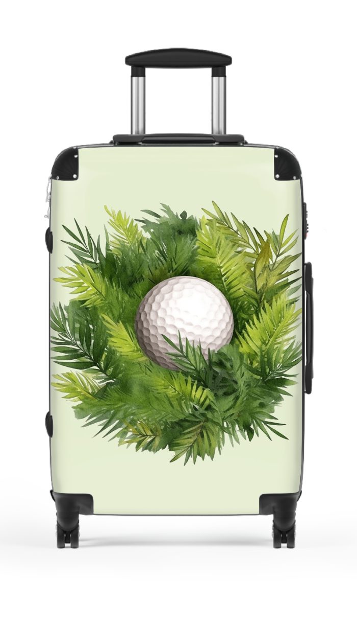 Tropical Golf Ball suitcase, a durable and stylish travel companion. Crafted with golf ball designs, it's perfect for enthusiasts on the go.