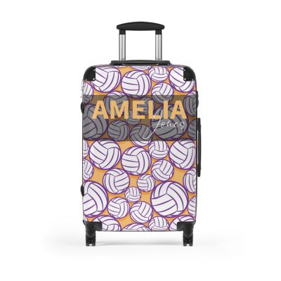 Custom Volleyball Suitcase - A personalized luggage adorned with a custom volleyball-themed design, perfect for sports enthusiasts who want to travel in style with their favorite sport.