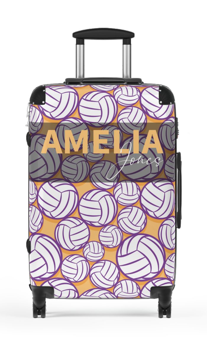 Custom Volleyball Suitcase - A personalized luggage adorned with a custom volleyball-themed design, perfect for sports enthusiasts who want to travel in style with their favorite sport.