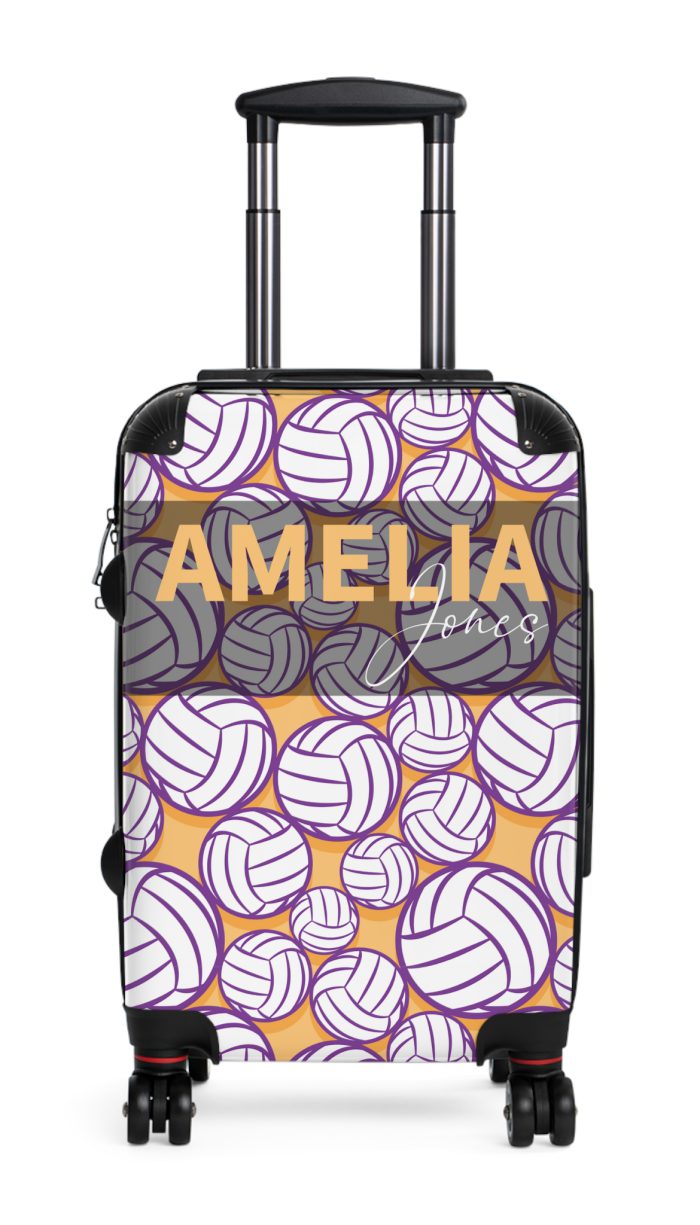 Custom Volleyball Suitcase - A personalized luggage adorned with a custom volleyball-themed design, perfect for sports enthusiasts who want to travel in style with their favorite sport.