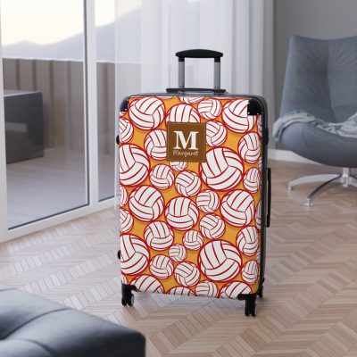 Custom Volleyball Suitcase - A personalized luggage adorned with a custom volleyball-themed design, perfect for sports enthusiasts who want to travel in style with their favorite sport.