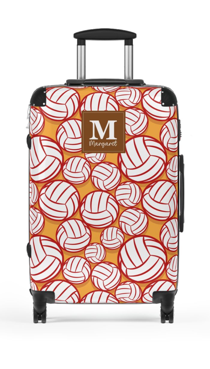 Custom Volleyball Suitcase - A personalized luggage adorned with a custom volleyball-themed design, perfect for sports enthusiasts who want to travel in style with their favorite sport.