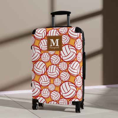 Custom Volleyball Suitcase - A personalized luggage adorned with a custom volleyball-themed design, perfect for sports enthusiasts who want to travel in style with their favorite sport.