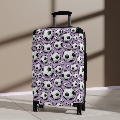 Soccer Suitcase - A luggage adorned with a sporty soccer-themed design, perfect for travelers who want to travel in style with their favorite sport.