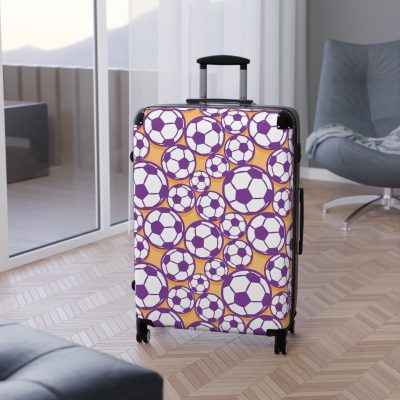 Soccer Suitcase - A luggage adorned with a sporty soccer-themed design, perfect for travelers who want to travel in style with their favorite sport.