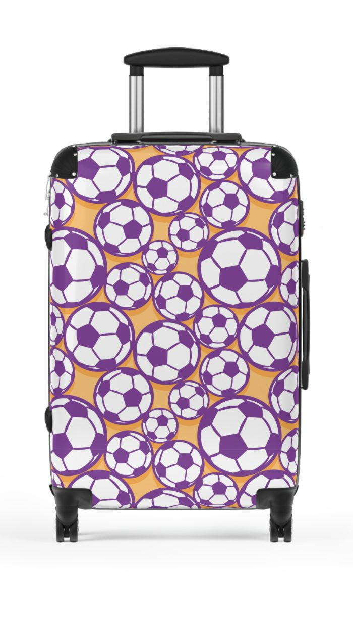 Soccer Suitcase - A luggage adorned with a sporty soccer-themed design, perfect for travelers who want to travel in style with their favorite sport.